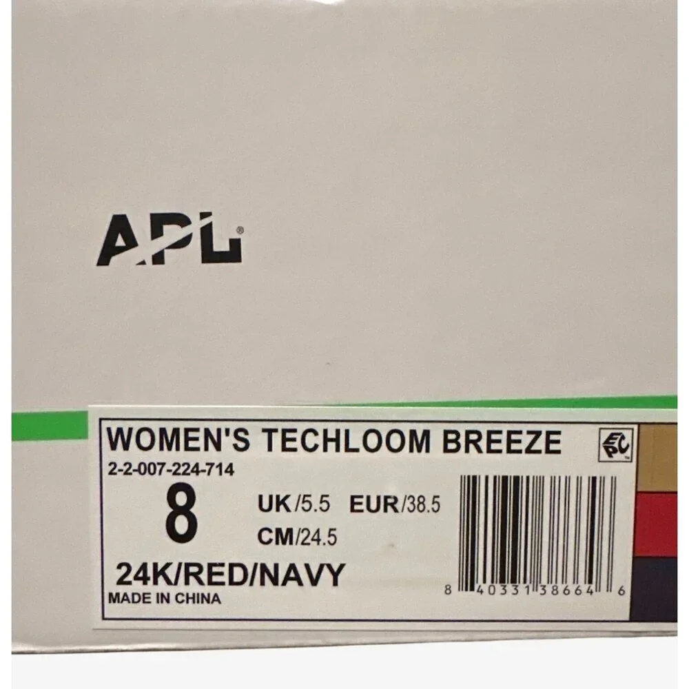 APL Womens Techloom Breeze Sneakers Size 8 Gold Metallic Knit Lightweight Athlet